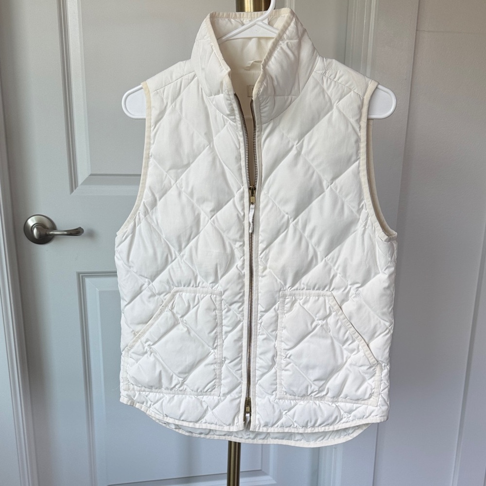 J. Crew White Quilted Vest
